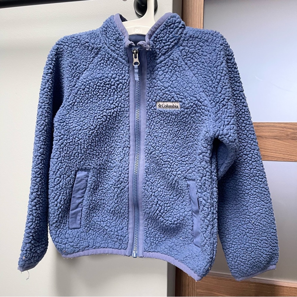 Kids Columbia Purple / Blue Sherpa Fleece Zip-Up Jacket, Size XS 6-7